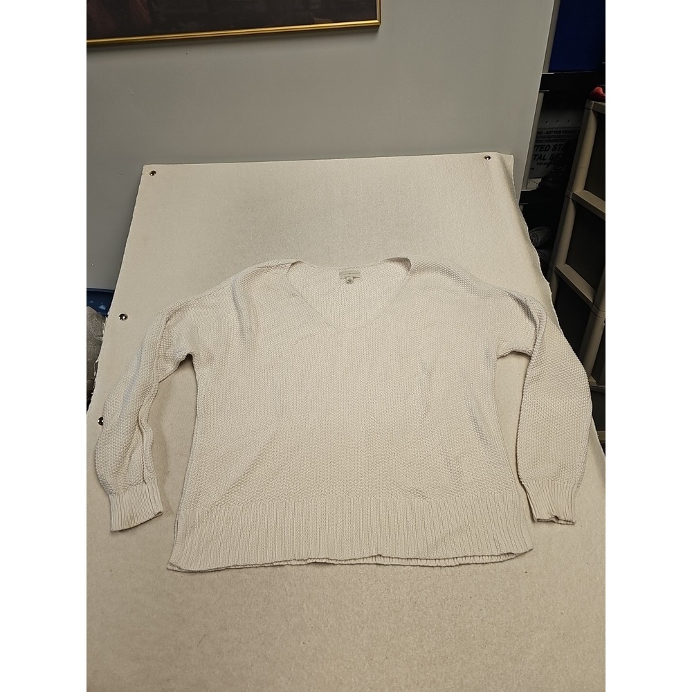 Lucky Brand  Womens V Neck Cable Knit Sweater Sz L Oversized Look